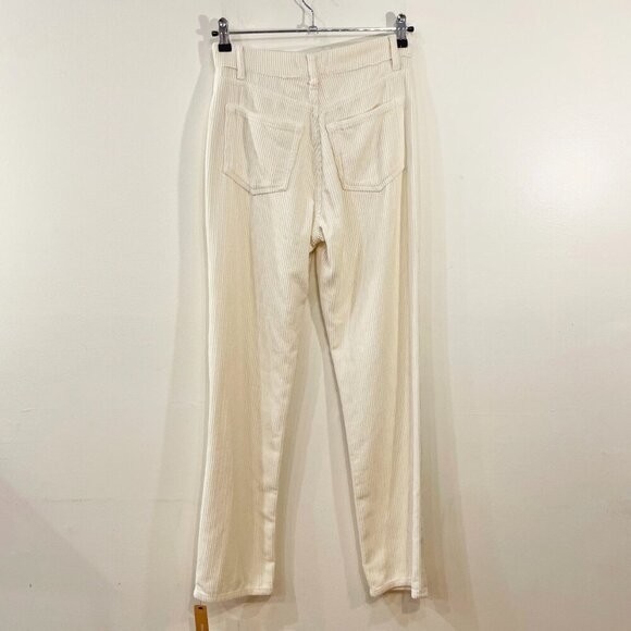 New Reformation Cynthia Button Fly Corduroy Straight Leg Pants Cream 25 - Picture 5 of 8